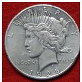 1928 Peace Silver Dollar -- Rim Nicks