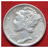 1945 S Mercury Silver Dime Micro S