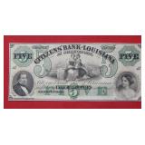 1857 Citizens Bank of Louisiana $5 Note