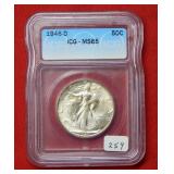 1946 D Walking Liberty Silver Half Dollar ICG MS65
