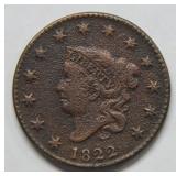 1822 Large Cent   --  Grainy
