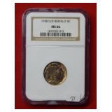 1938 D/D Buffalo Nickel NGC MS66