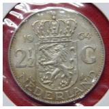 1964 Netherlands Silver 2.5 Gulden