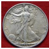 1937 S Walking Liberty Silver Half Dollar