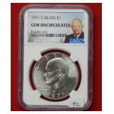1971 S Eisenhower Silver Dollar NGC Gem UNC
