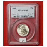 1945 Washington Silver Quarter PCGS MS65