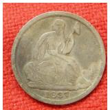 1837 Seated Liberty Silver Half Dime -- No Stars