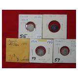 (5) Canada Silver Half Dimes