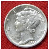 1929 S Mercury Silver Dime