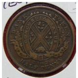 1842 Canada Token Half Cent