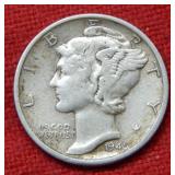 1945 S Mercury Silver Dime   Micro S