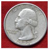 1935 S Washington Silver Quarter