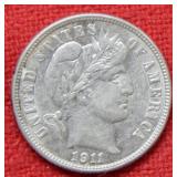 1911 S Barber Silver Dime