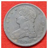 1838 Bust Silver Half Dollar Reeded Edge