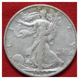 1929 S Walking Liberty Silver Half Dollar