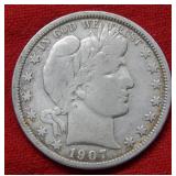 1907 O Barber Silver Half Dollar