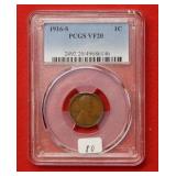 1916 S Lincoln Wheat Cent PCGS VF20