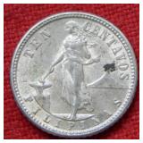 1944 S Philippines Silver 10 Centavos