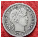 1902 S Barber Silver Dime