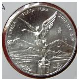 2001 Mexico Onza 1 Ounce Silver