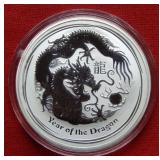 2012 Australia $1 Year of Dragon 1 Ounce Silver
