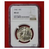1942 Walking Liberty Silver Half Dollar NGC MS62