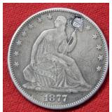 1877 Seated Liberty Silver Half Dollar  - Repaired