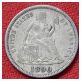 1890 Seated Liberty Silver Dime
