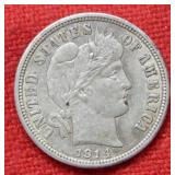1914 D Barber Silver Dime