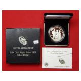 2014 Civil Rights Act Proof Silver Dollar -Box/COA