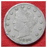 1884 Liberty V Nickel -- Rim Nicks