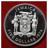 1974 Jamaica $5 Silver Proof