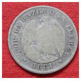 1881 Chile Silver 5 Centavos
