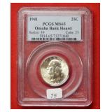 1941 Washington Silver Quarter PCGS MS65 Omaha