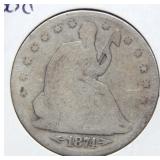 1874 Seated Liberty Silver Half Dollar - Arrows