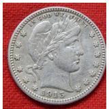 1915 D Barber Silver Quarter