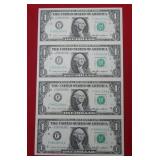 Uncut Sheet of $1 Federal Reserve Notes 1985