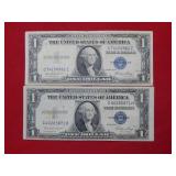 (2) 1935 E $1 Silver Certificates
