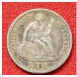 1891 Seated Liberty Silver Dime