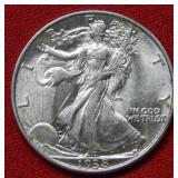 1938 Walking Liberty Silver Half Dollar