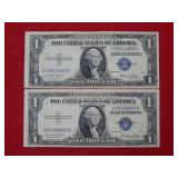 (2) 1935 E $1 Silver Certificates