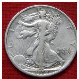 1919 Walking Liberty Silver Half Dollar Cleaned