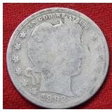 1892 S Barber Silver Quarter