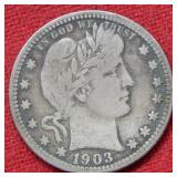 1903 S Barber Silver Quarter