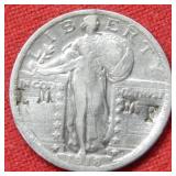 1918 Standing Liberty Silver Quarter -Counterstamp