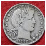 1892 O Barber Silver Half Dollar