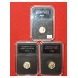 (3) Mercury Silver Dimes - 1940-1943-1945   ***