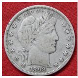 1898 Barber Silver Half Dollar