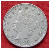 1883 Liberty V Nickel - No Cents