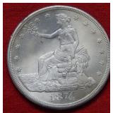 1874 S Trade Silver Dollar -- Cleaned